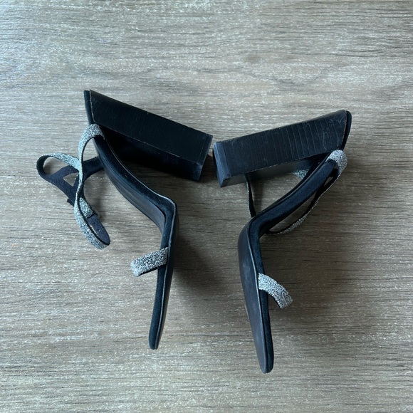 Zara woman’s sliver black stripe heels sandals - Picture 4 of 12